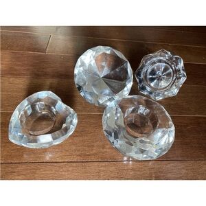 Bleikristall 24% crystal Gem candle holders. Germany lot of 4